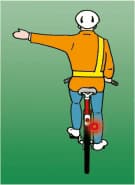 Biciclistul intenționează să vireze la stânga.