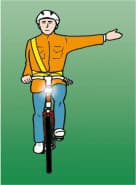 Biciclistul intenționează să vireze la stânga.