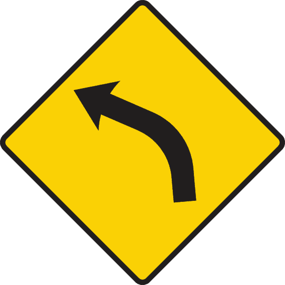 Indicator rutier din Irlanda: Curbă periculoasă în față.